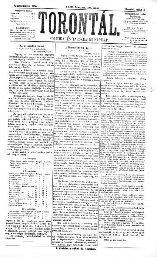 Torontál, 23. évf. 1894. május 5. 103. sz.