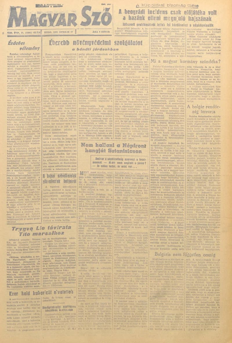 Magyar Szó, 8. évf. 1951. április 17. 91. sz. 1–4. oldal