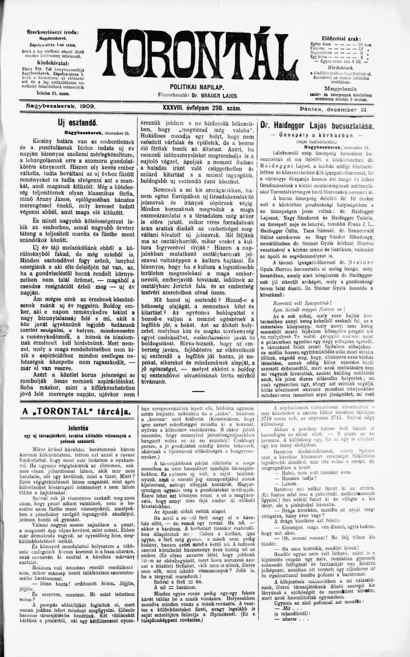 Torontál, 38. évf. 1909. december 31. 298. sz.