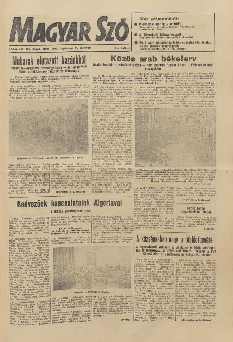 Magyar Szó, 39. évf. 1982. szeptember 9. 246. sz. 1–20. oldal