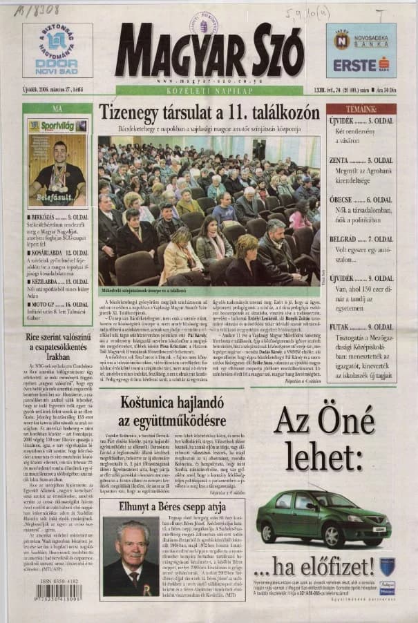 Magyar Szó, 63. évf. 2006. március 27. 70. sz. 1–12. oldal