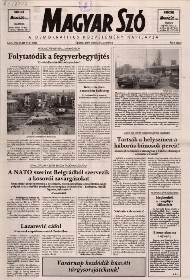 Magyar Szó, 57. évf. 2000. február 24. 45. sz. 1–16. oldal