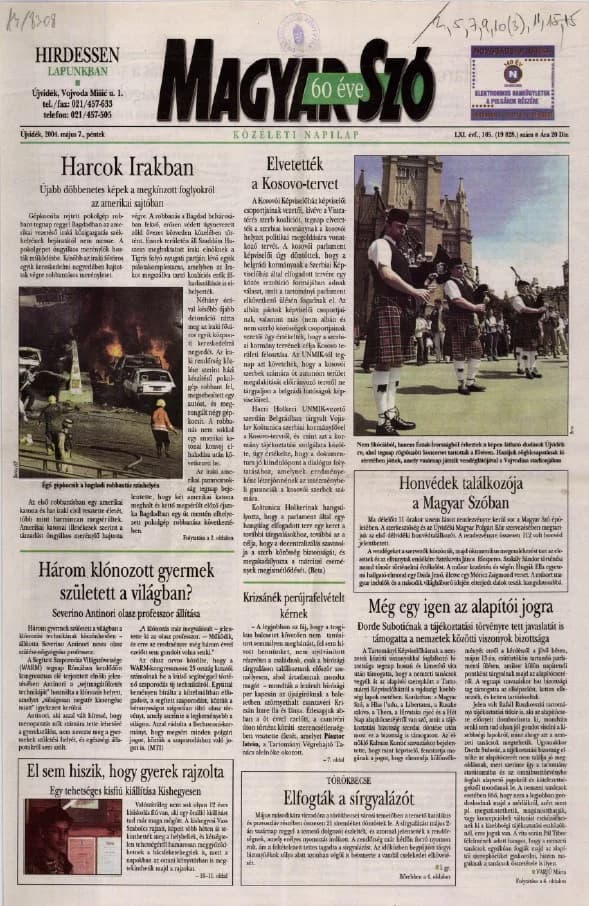 Magyar Szó, 61. évf. 2004. május 7. 105. sz. 1–20. oldal