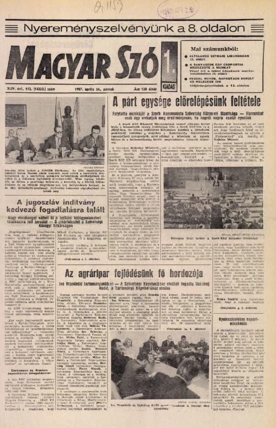 Magyar Szó, 44. évf. 1987. április 24. 112. sz. 1–24. oldal