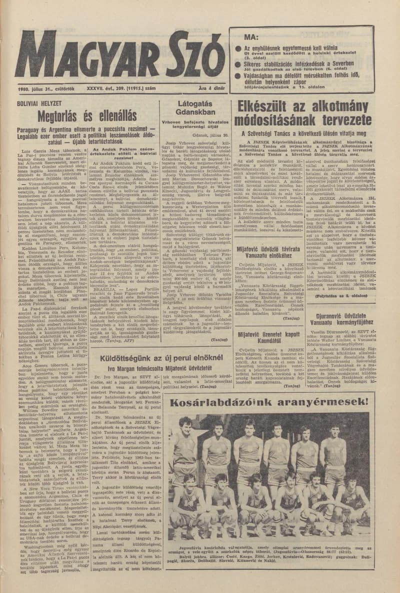 Magyar Szó, 37. évf. 1980. július 31. 209. sz. 1–20. oldal
