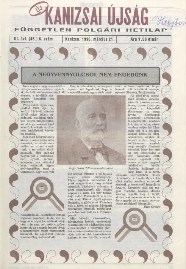 Új Kanizsai Újság, 3. évf. 1996. március 21. 6. sz.