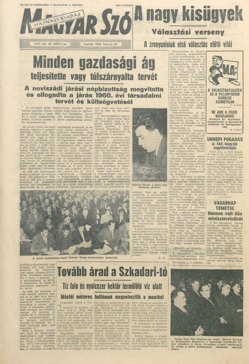 Magyar Szó, 17. évf. 1960. február 24. 45. sz. 1–20. oldal