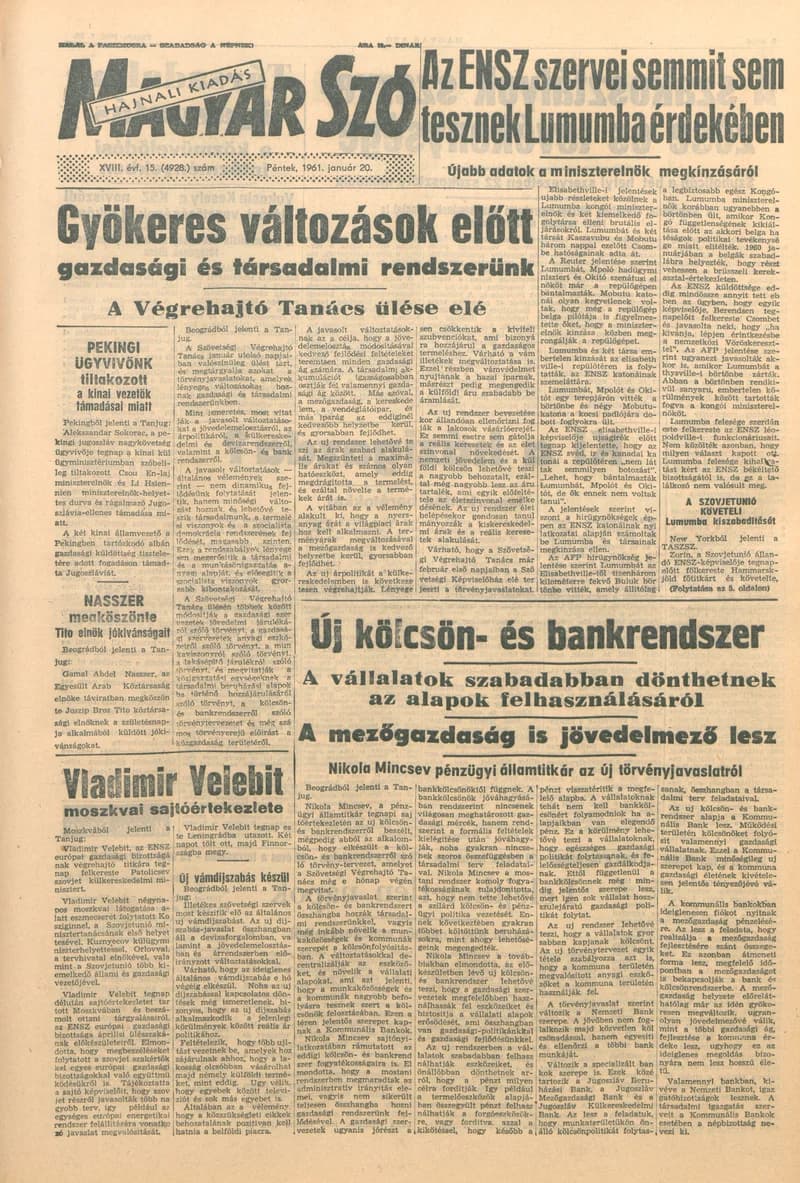 Magyar Szó, 18. évf. 1961. január 20. 15. sz. 1–12. oldal