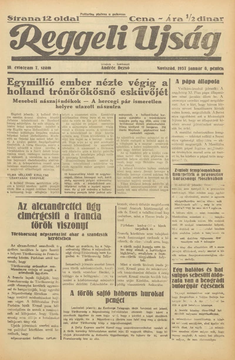 Reggeli Újság, 18. évf. 1937. január 8. 7. sz.