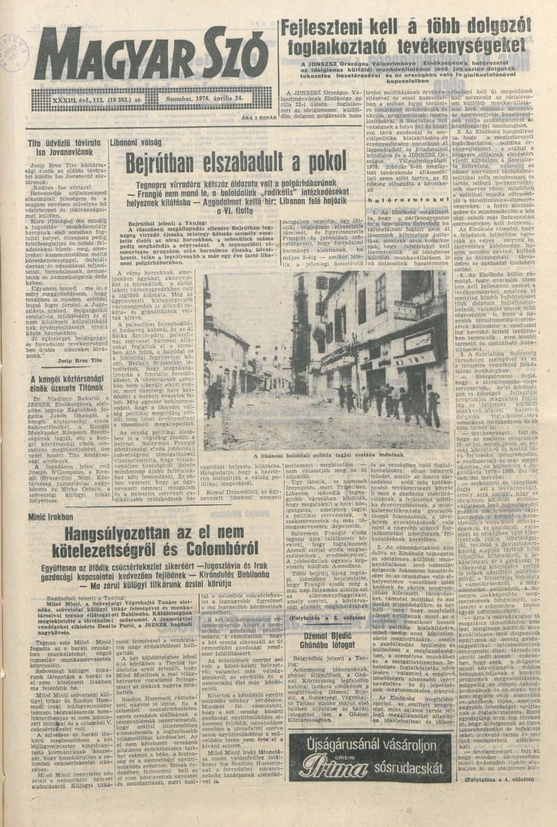 Magyar Szó, 33. évf. 1976. április 24. 113. sz. 1–20. oldal