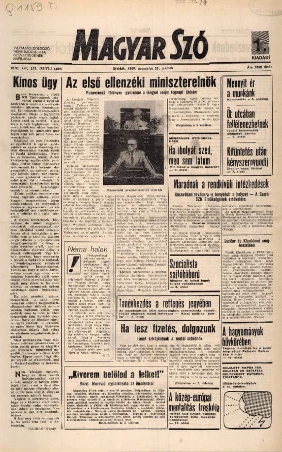 Magyar Szó, 46. évf. 1989. augusztus 25. 232. sz. 1–20. oldal