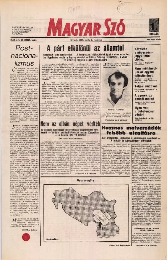 Magyar Szó, 46. évf. 1989. április 2. 89. sz. 1–32. oldal