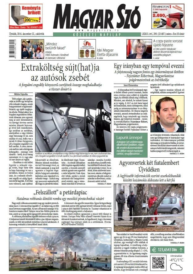 Magyar Szó, 73. évf. 2016. december 22. 299. sz. 1–20. oldal