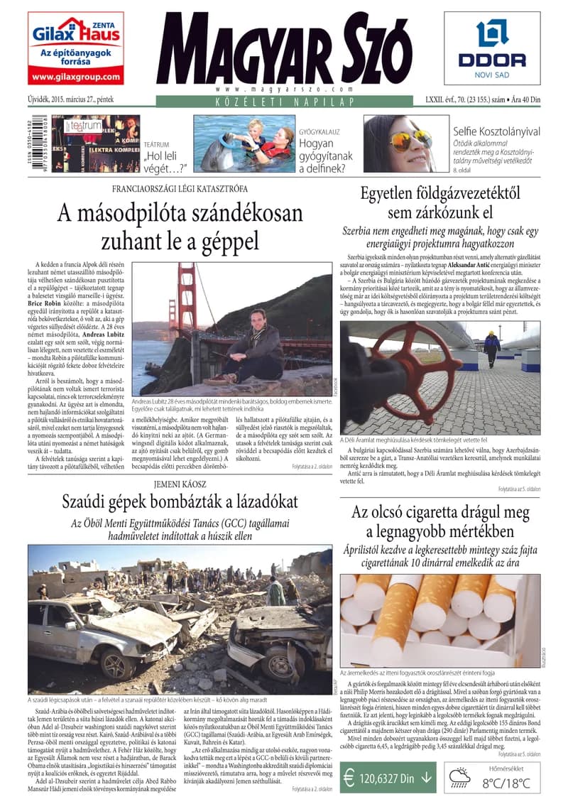 Magyar Szó, 72. évf. 2015. március 27. 70. sz. 1–16. oldal