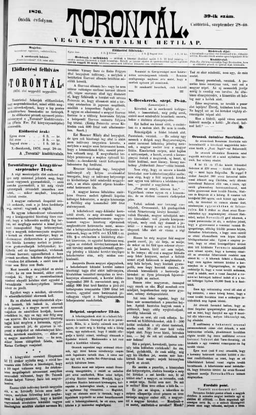 Torontál, 5. évf. 1876. szeptember 28. 39. sz.