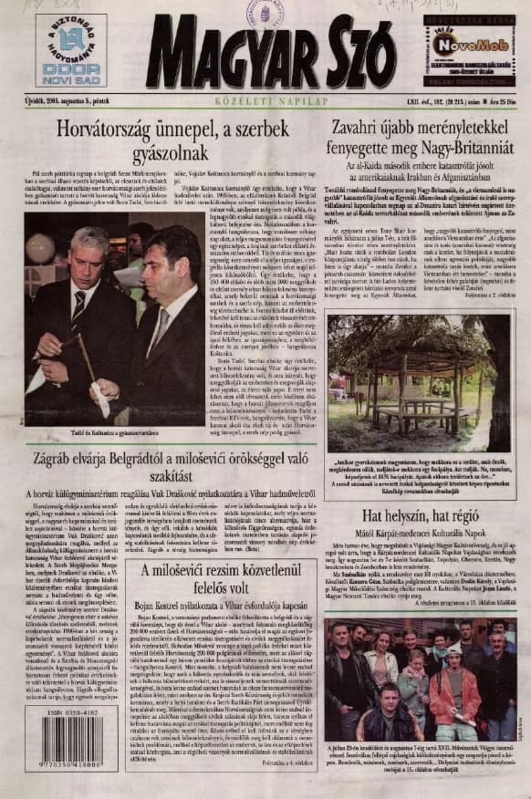 Magyar Szó, 62. évf. 2005. augusztus 5. 182. sz. 1–20. oldal
