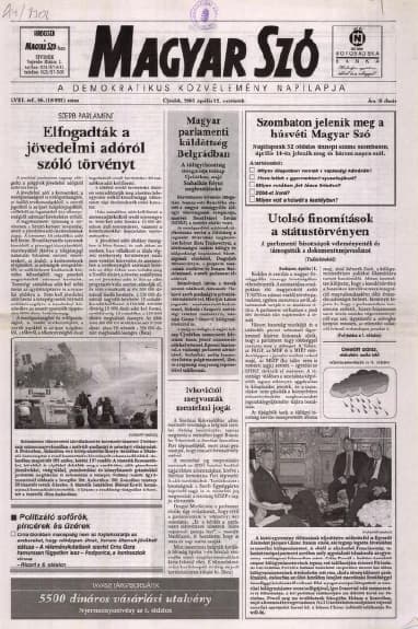 Magyar Szó, 58. évf. 2001. április 12. 86. sz. 1–16. oldal