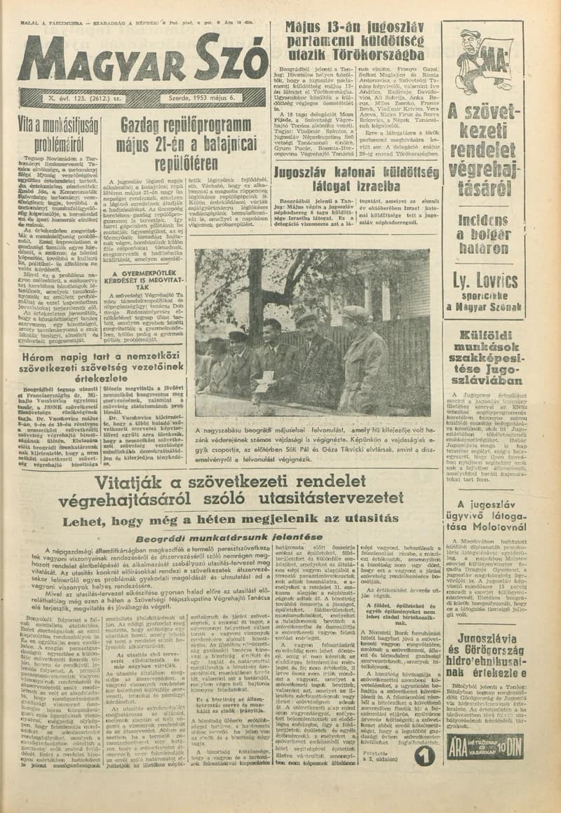 Magyar Szó, 10. évf. 1953. május 6. 123. sz. 1–8. oldal