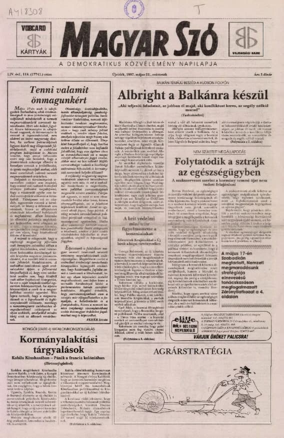 Magyar Szó, 54. évf. 1997. május 22. 118. sz. 1–16. oldal