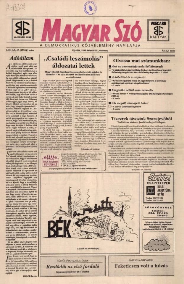Magyar Szó, 53. évf. 1996. február 25. 47. sz. 1–24. oldal