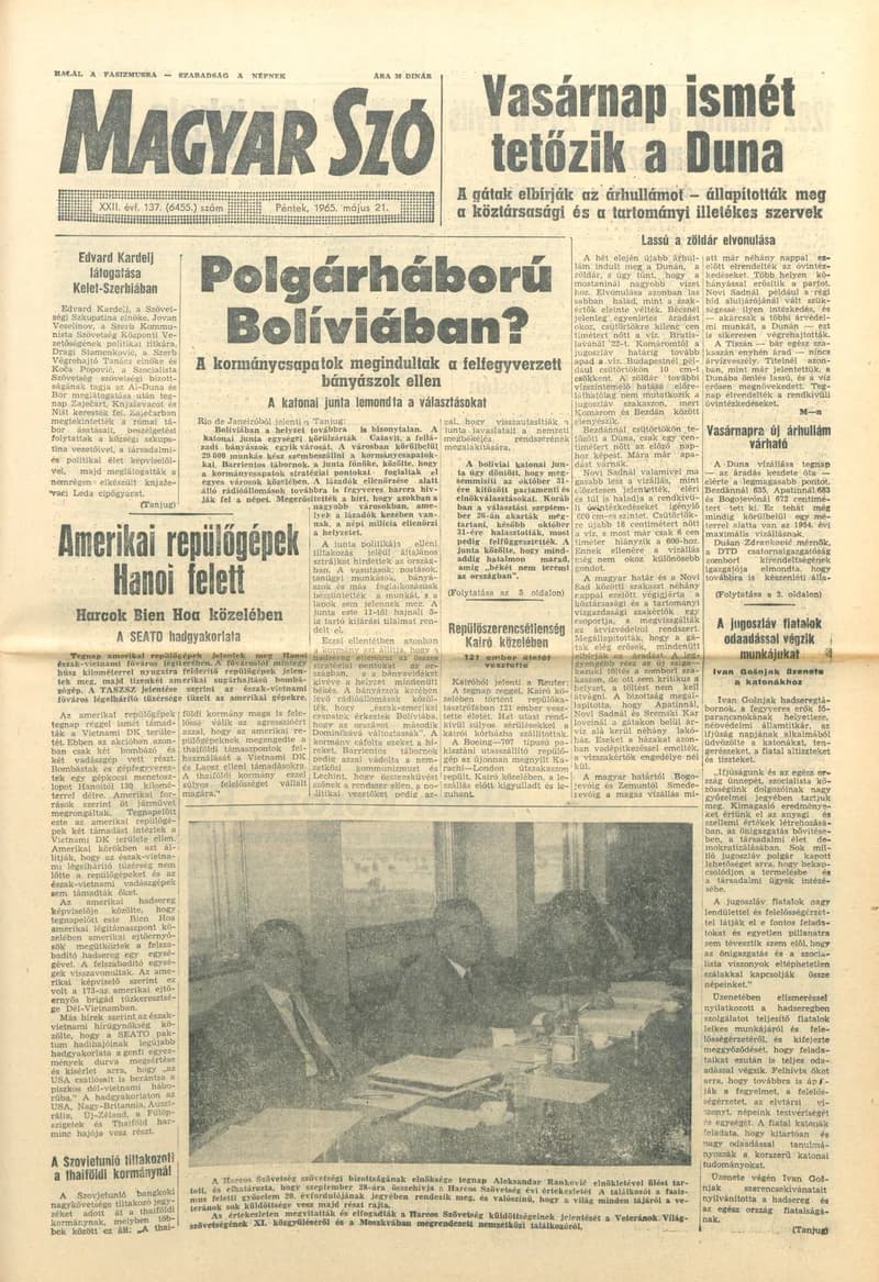 Magyar Szó, 22. évf. 1965. május 21. 137. sz. 1–16. oldal