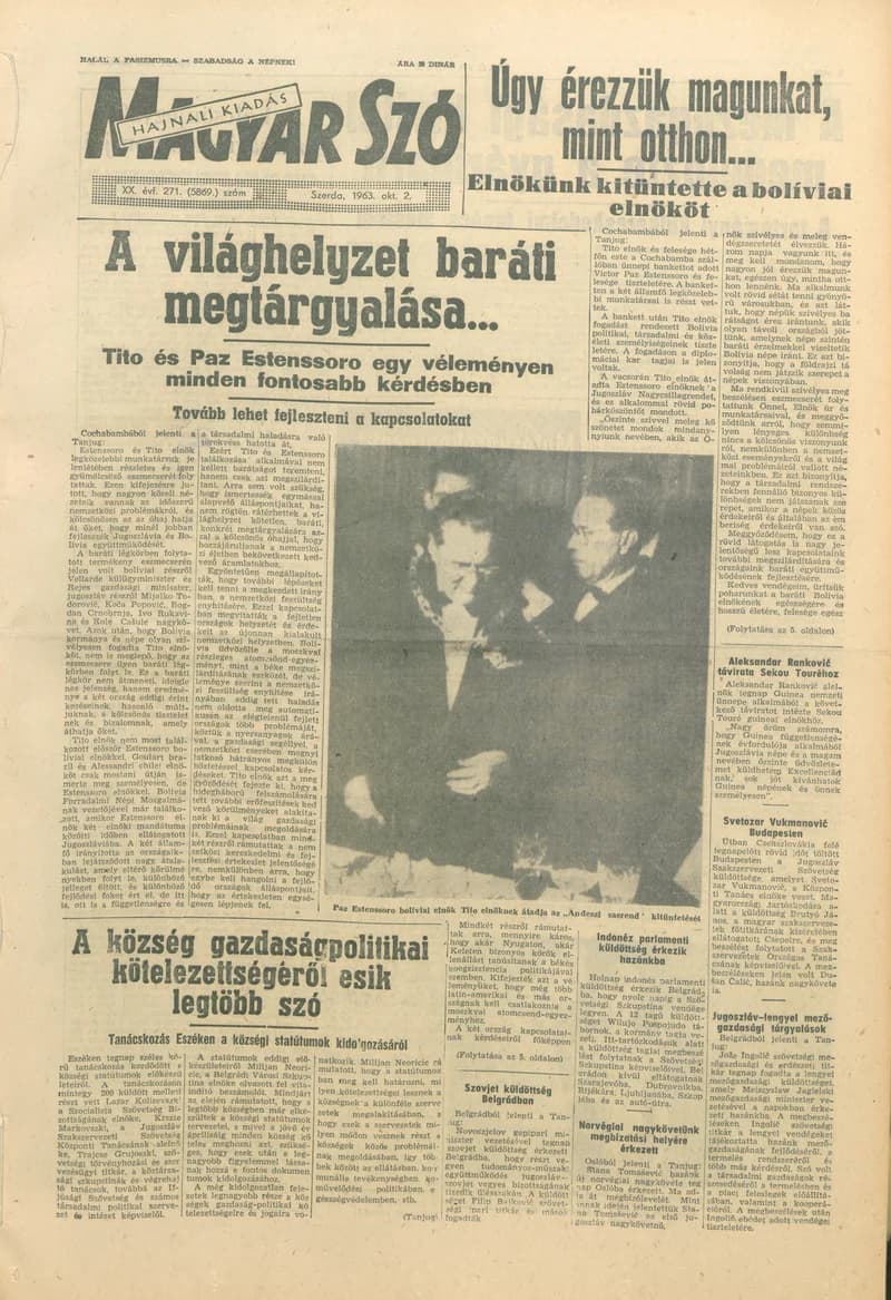 Magyar Szó, 20. évf. 1963. október 2. 271. sz. 1–14. oldal