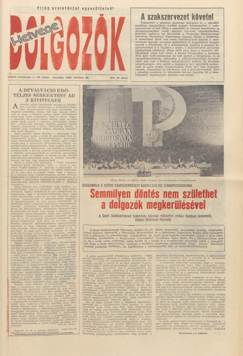 Dolgozók, 36. évf. 1982. október 28. 43. sz.