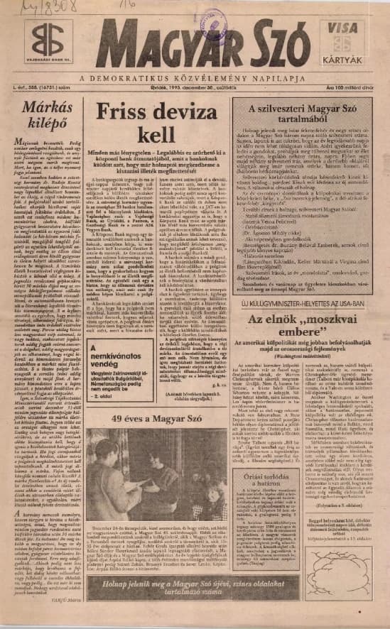 Magyar Szó, 50. évf. 1993. december 30. 355. sz. 1–16. oldal