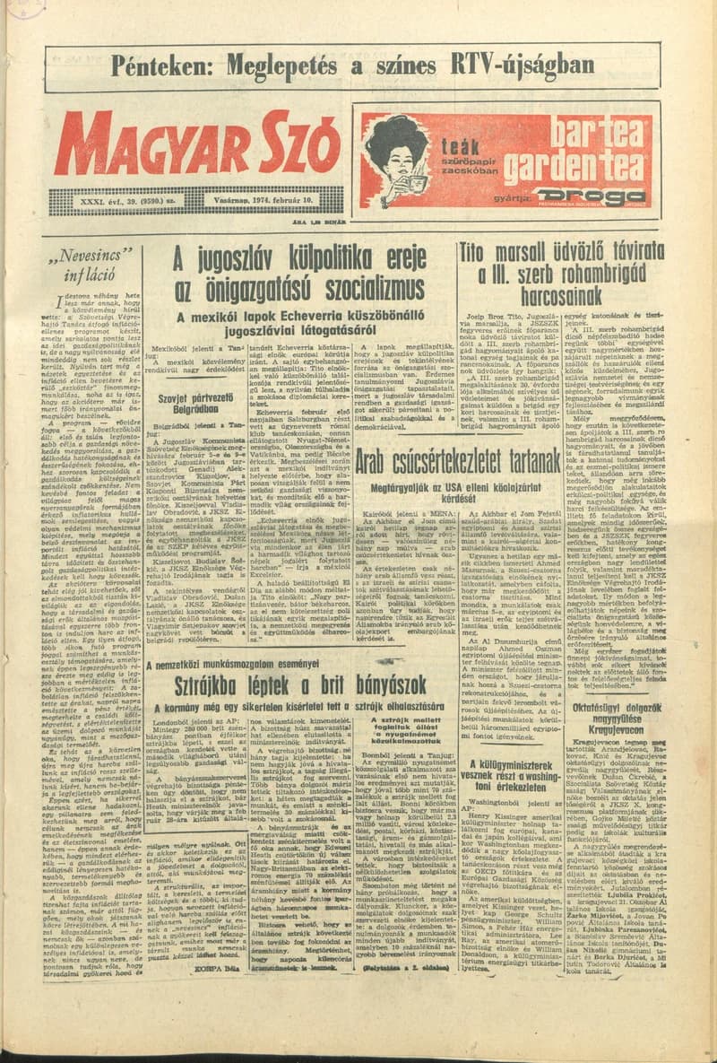Magyar Szó, 31. évf. 1974. február 10. 39. sz. 1–32. oldal