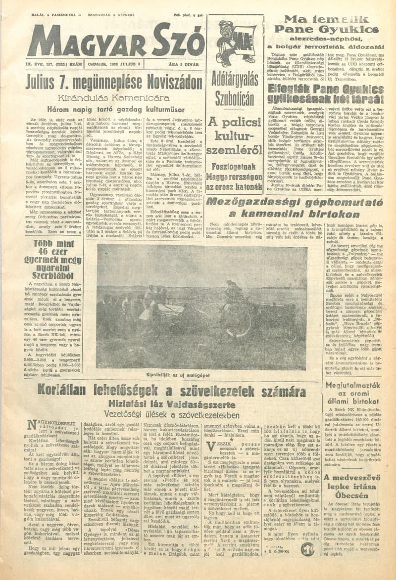 Magyar Szó, 9. évf. 1952. július 3. 157. sz. 1–6. oldal