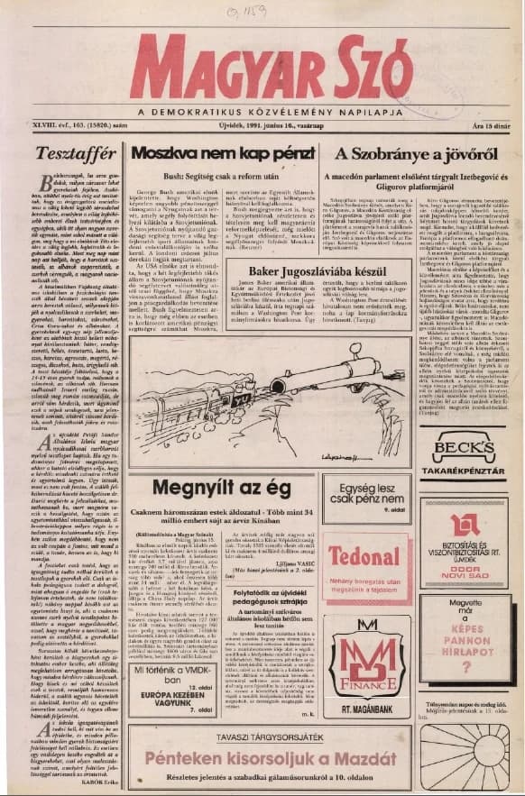 Magyar Szó, 48. évf. 1991. június 16. 163. sz. 1–32. oldal