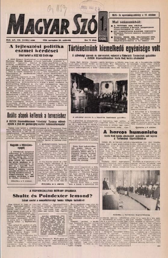 Magyar Szó, 43. évf. 1986. november 20. 320. sz. 1–20. oldal