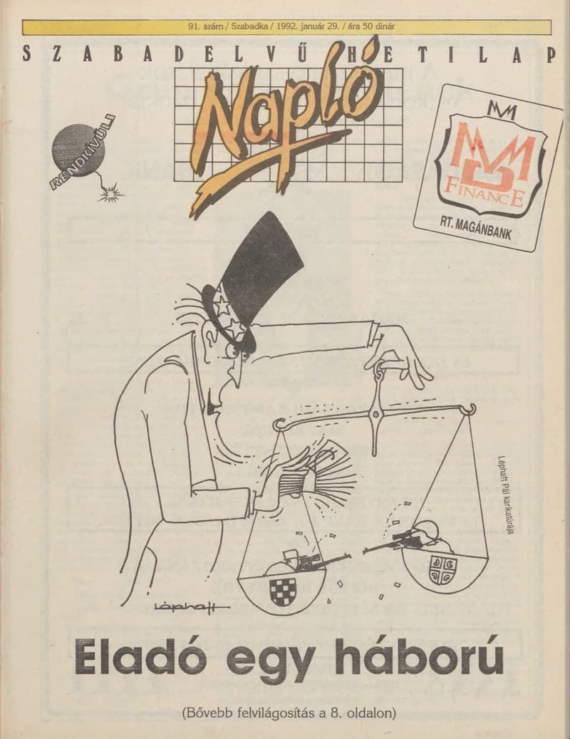 Napló - Szabadelvű hetilap, 3. évf. 1992. január 29. 91. sz.