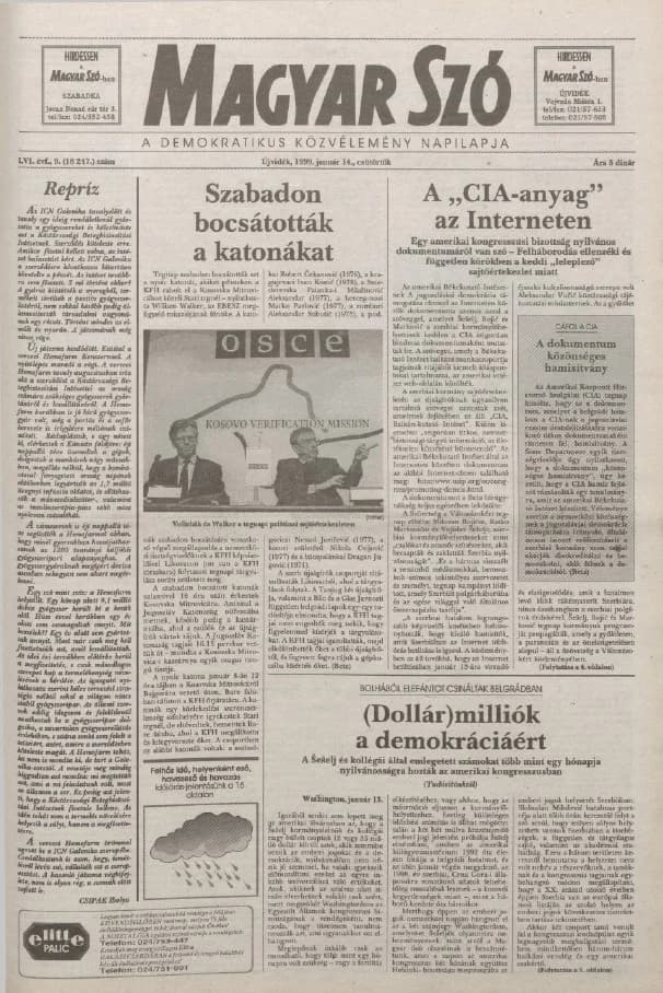 Magyar Szó, 56. évf. 1999. január 14. 9. sz. 1–16. oldal