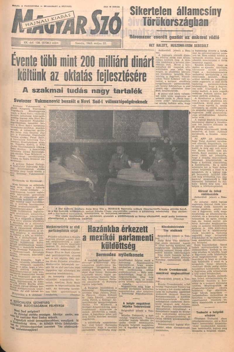 Magyar Szó, 20. évf. 1963. május 22. 138. sz. 1–16. oldal