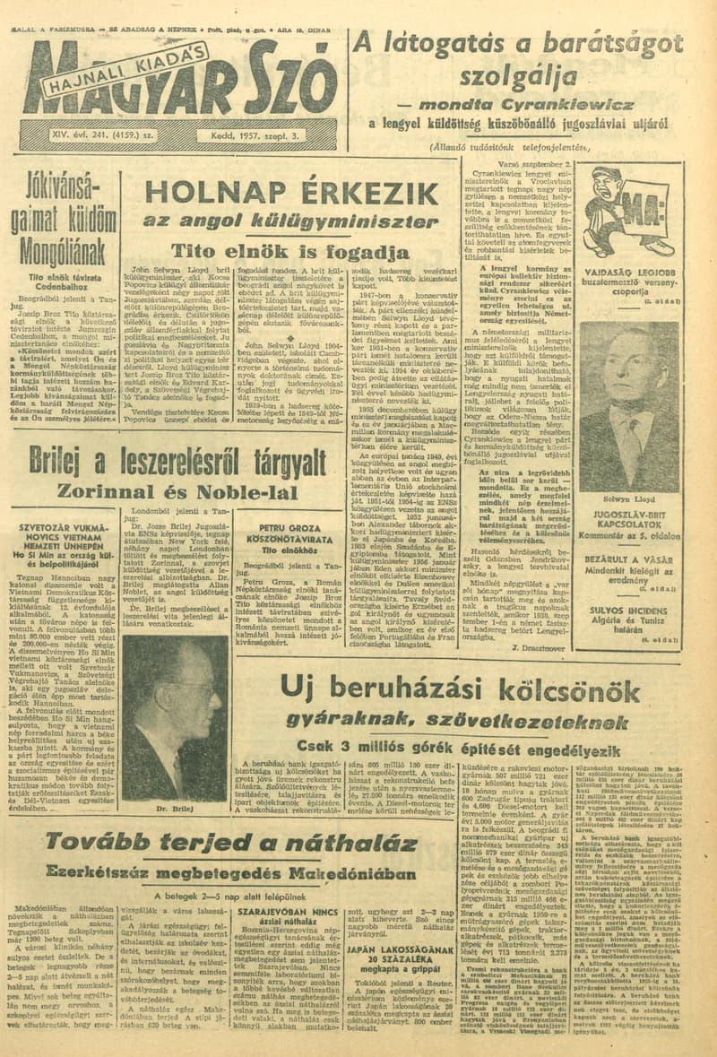 Magyar Szó, 14. évf. 1957. szeptember 3. 241. sz. 1–12. oldal