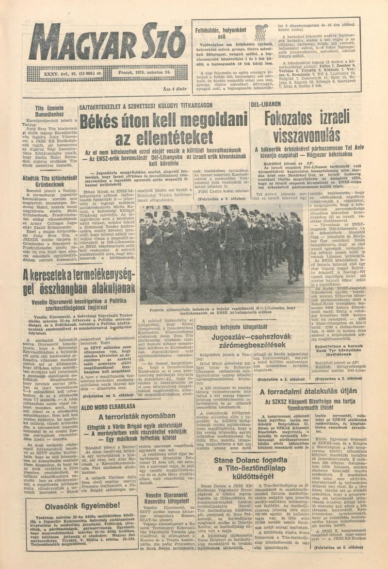 Magyar Szó, 35. évf. 1978. március 24. 81. sz. 1–16. oldal