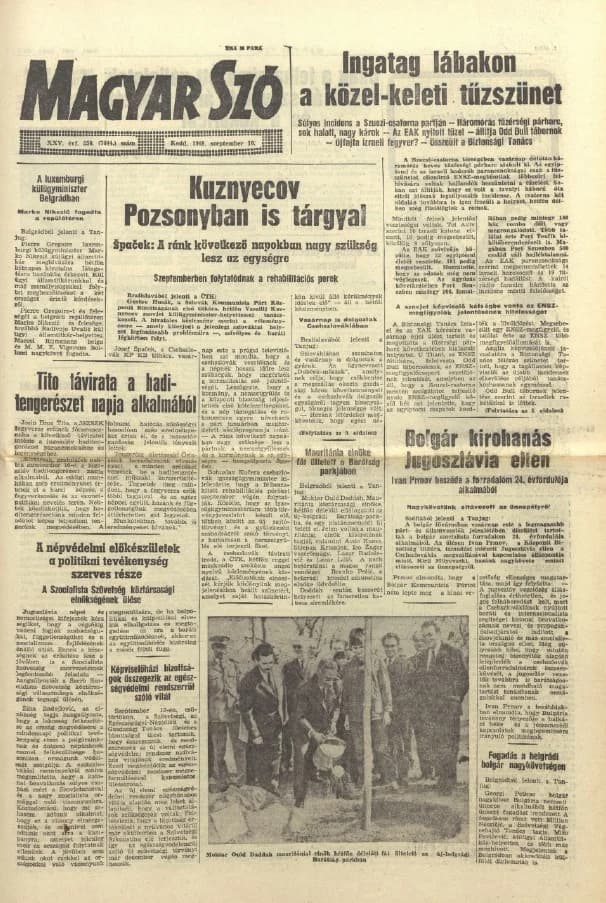Magyar Szó, 25. évf. 1968. szeptember 10. 250. sz. 1–12. oldal