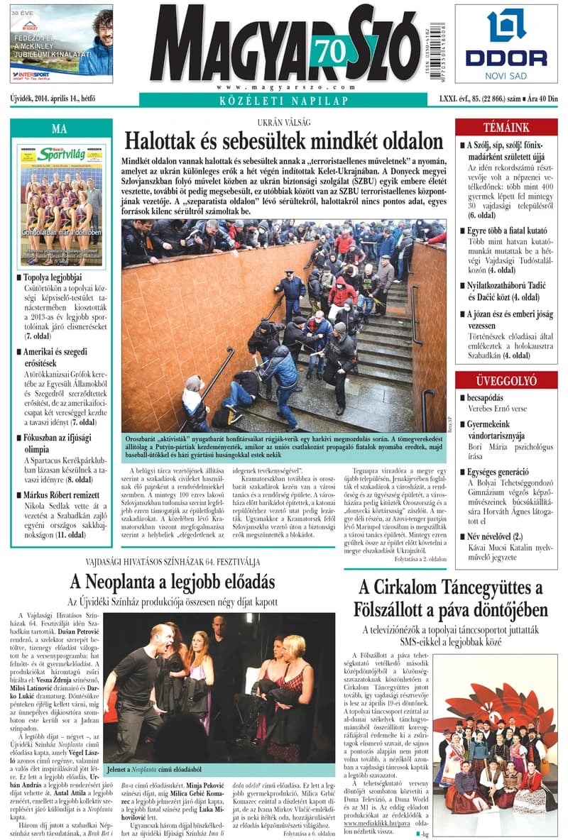 Magyar Szó, 71. évf. 2014. április 14. 85. sz. 1–16. oldal