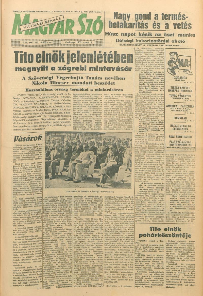Magyar Szó, 16. évf. 1959. szeptember 6. 210. sz. 1–24. oldal