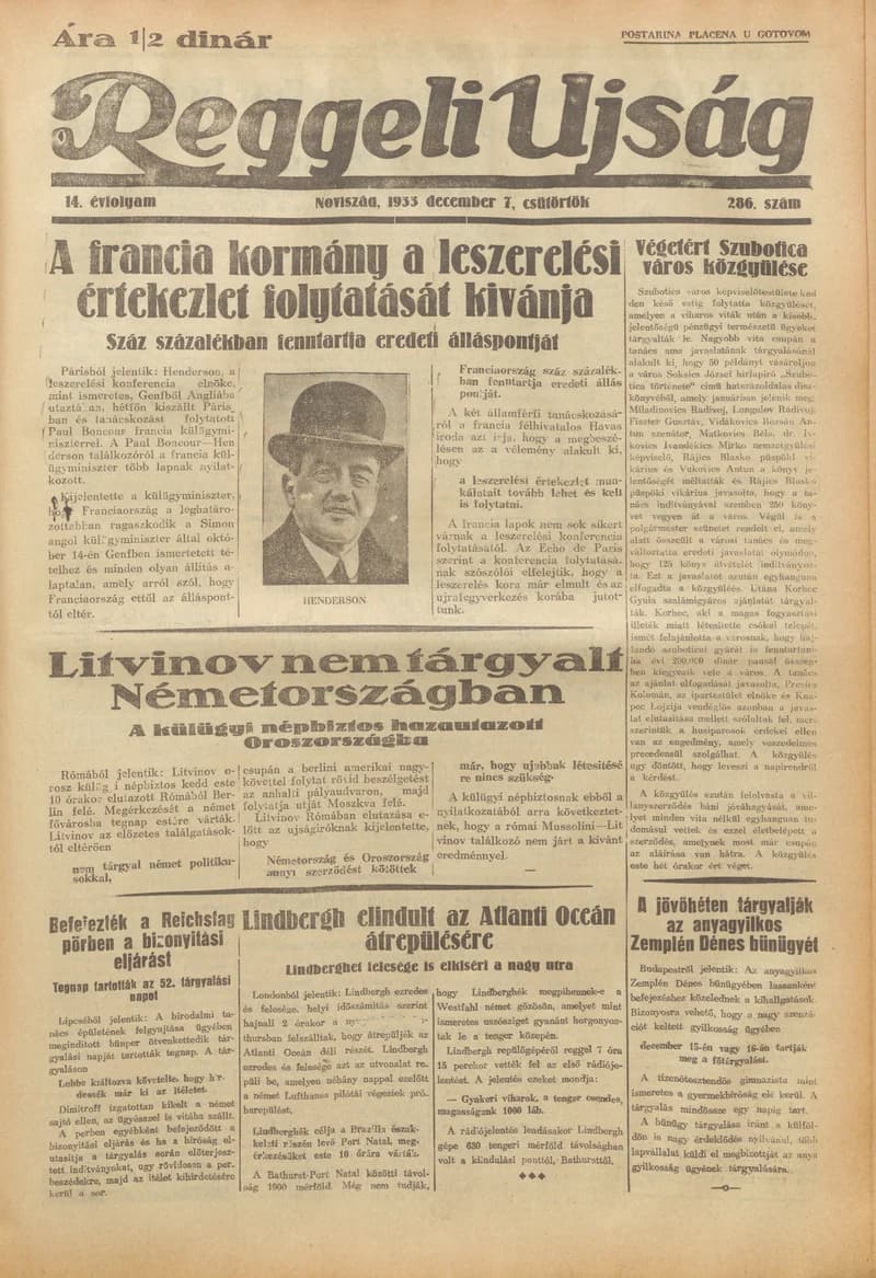 Reggeli Újság, 14. évf. 1933. december 7. 286. sz.