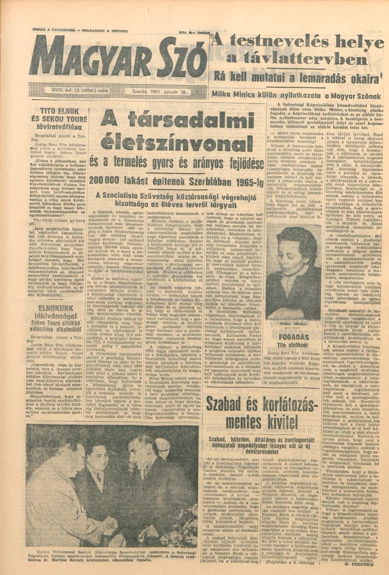 Magyar Szó, 18. évf. 1961. január 18. 13. sz. 1–12. oldal