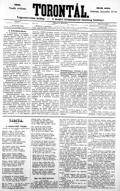 Torontál, 10. évf. 1881. december 15. 50. sz.