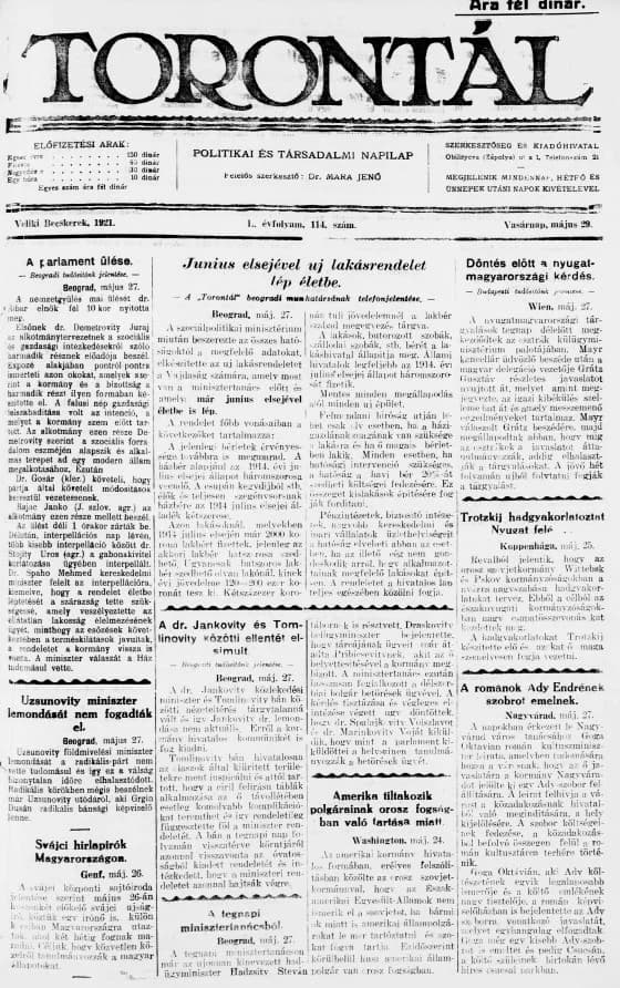 Torontál, 50. évf. 1921. május 29. 114. sz.