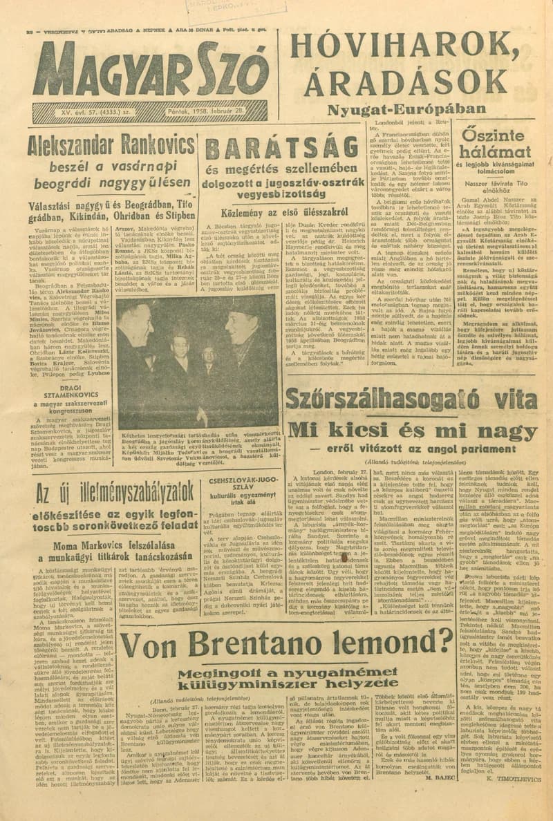 Magyar Szó, 15. évf. 1958. február 28. 57. sz. 1–12. oldal