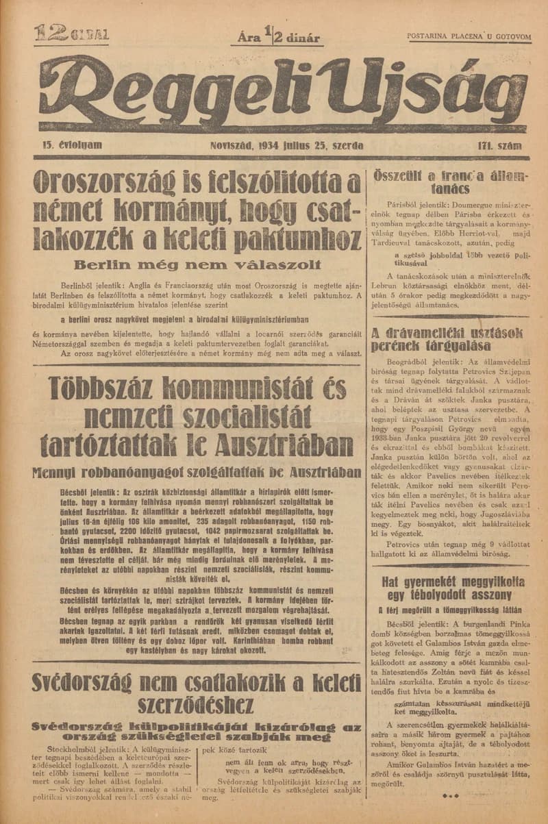 Reggeli Újság, 15. évf. 1934. július 25. 171. sz.