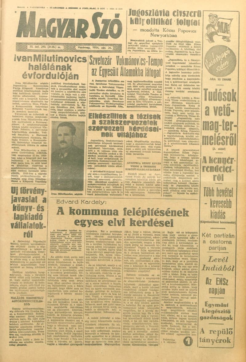 Magyar Szó, 11. évf. 1954. október 24. 290. sz. 1–14. oldal