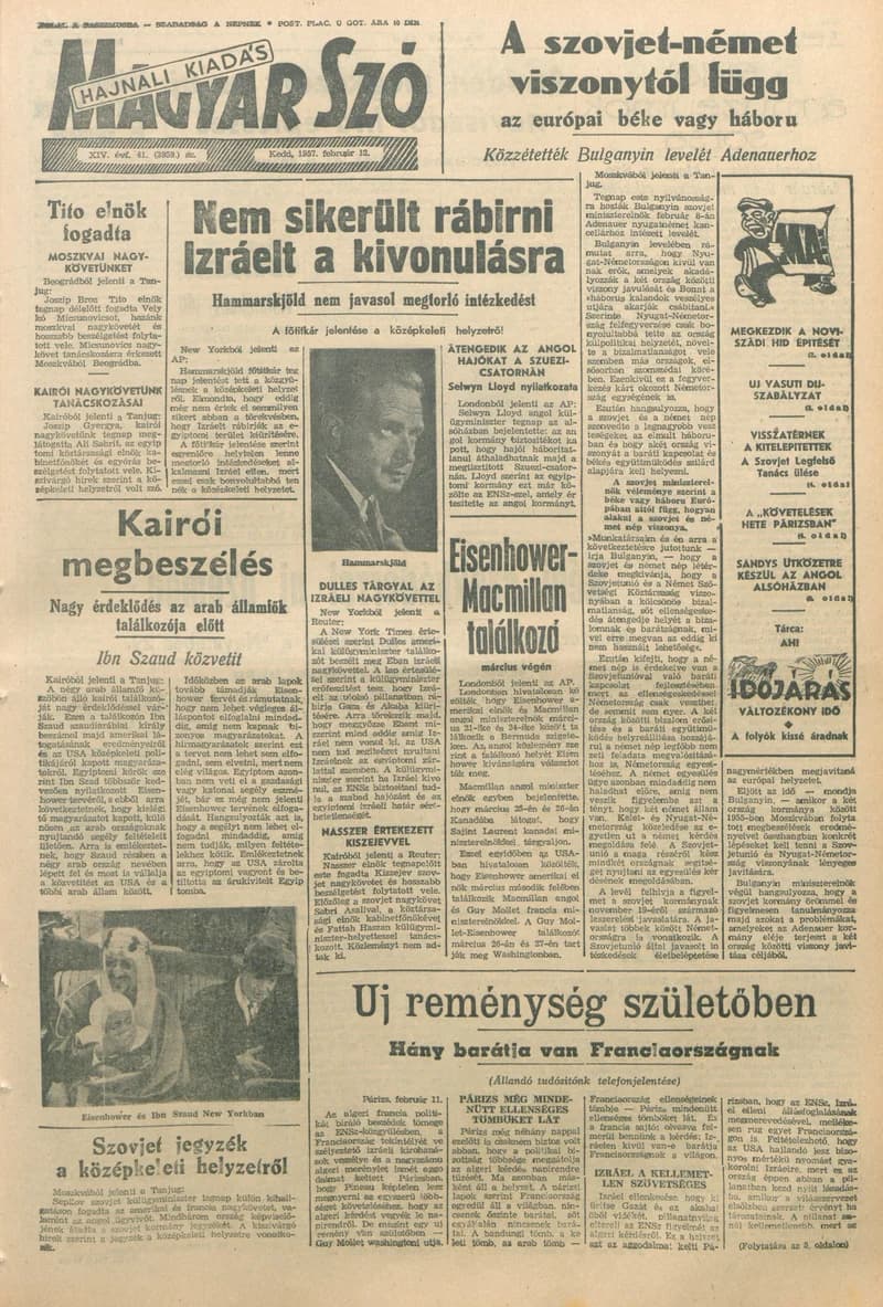 Magyar Szó, 14. évf. 1957. február 12. 41. sz. 1–14. oldal