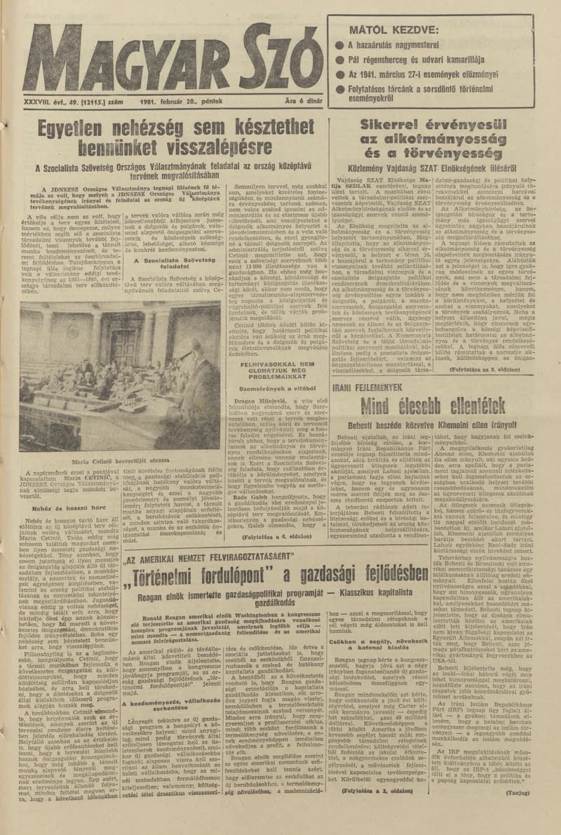Magyar Szó, 38. évf. 1981. február 20. 49. sz.
