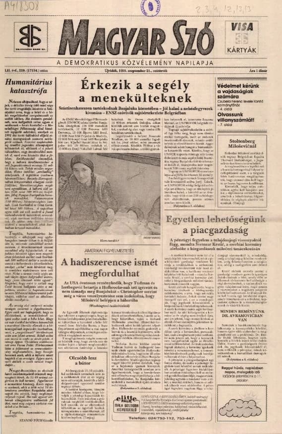 Magyar Szó, 52. évf. 1995. szeptember 21. 220. sz. 1–16. oldal
